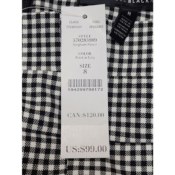 🖤🤍 WHITE HOUSE BLACK MARKET Gingham Pencil Skirt w/Removable Belt NWT SIZE 8 - Picture 13 of 16